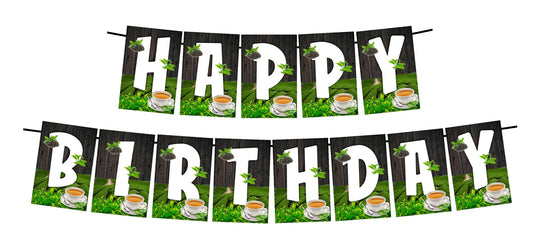 Tea Theme Happy Birthday Decoration Hanging and Banner for Photo Shoot Backdrop and Theme Party
