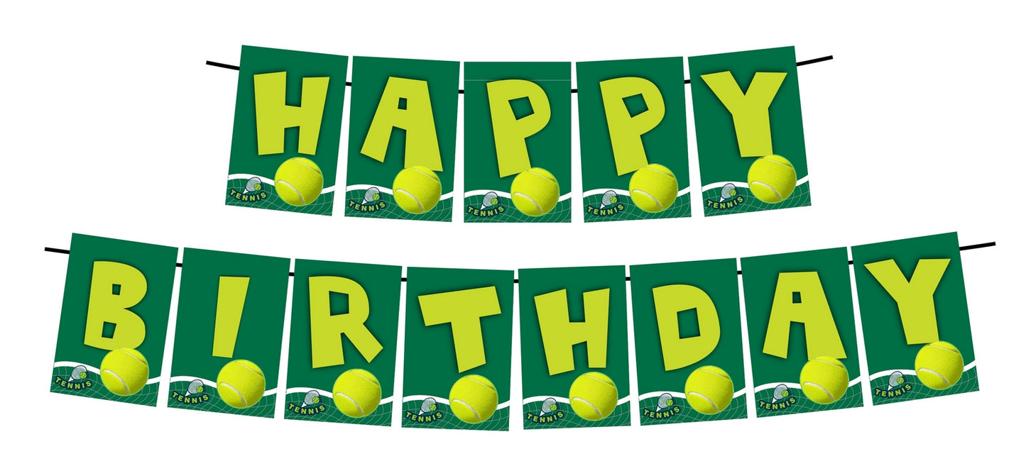 Tennis Theme Happy Birthday Decoration Hanging and Banner for Photo Shoot Backdrop and Theme Party