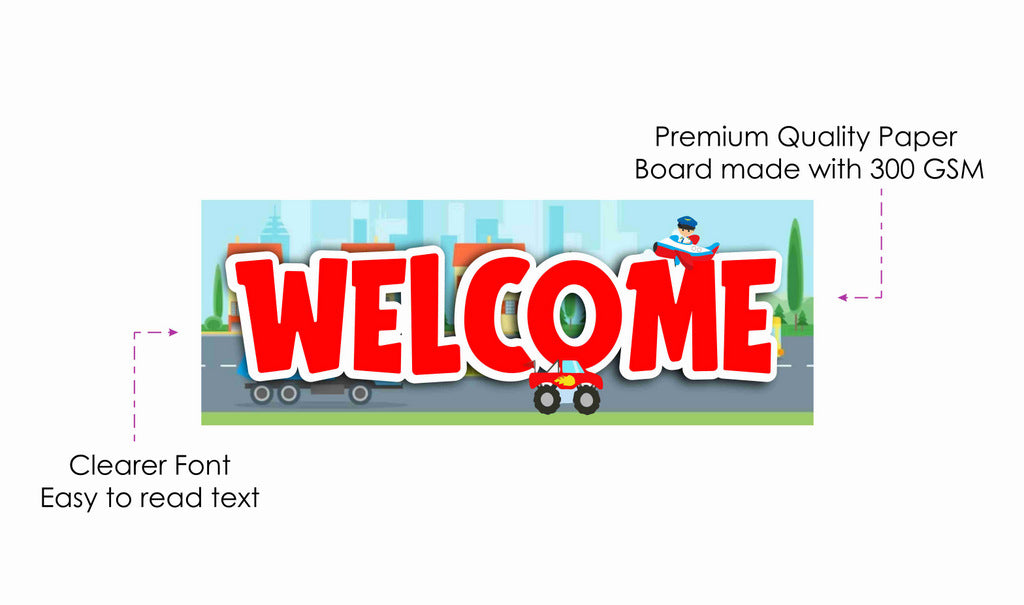 Transport Theme Welcome Board Welcome to My Birthday Party Board for Door Party Hall Entrance Decoration Party Item for Indoor and Outdoor 2.3 feet