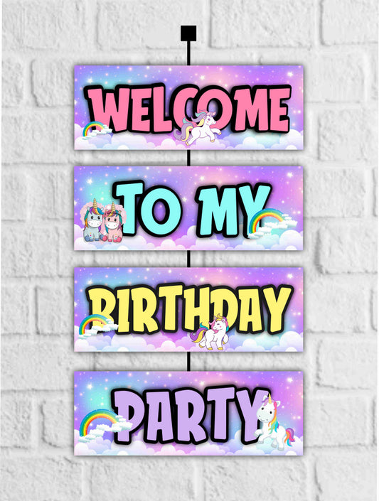 Unicorn Theme Welcome Board Welcome to My Birthday Party Board for Door Party Hall Entrance Decoration Party Item for Indoor and Outdoor 2.3 feet