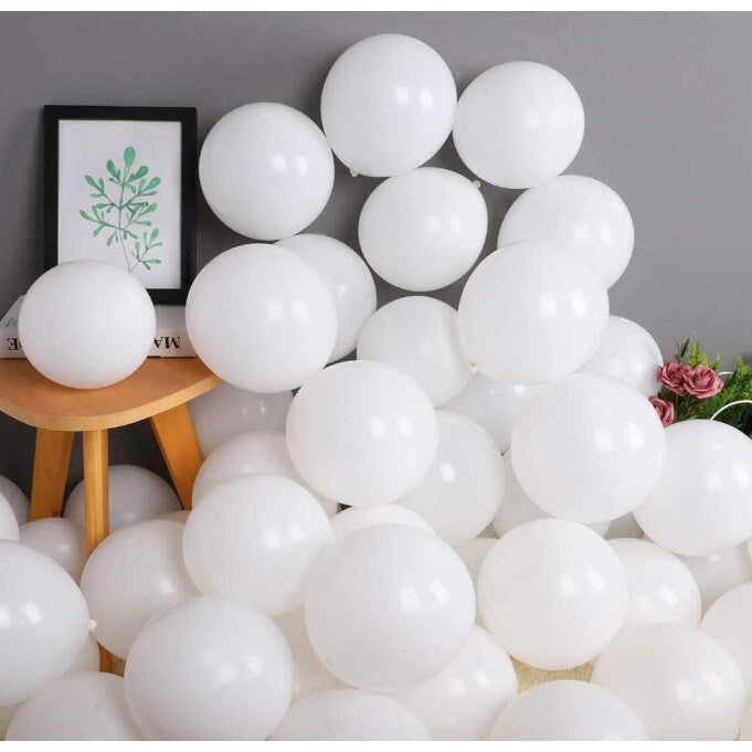 Metallic White Balloon Pack of 25 for birthday decoration, Anniversary Weddings Engagement, Baby Shower, New Year decoration, Theme Party balloons