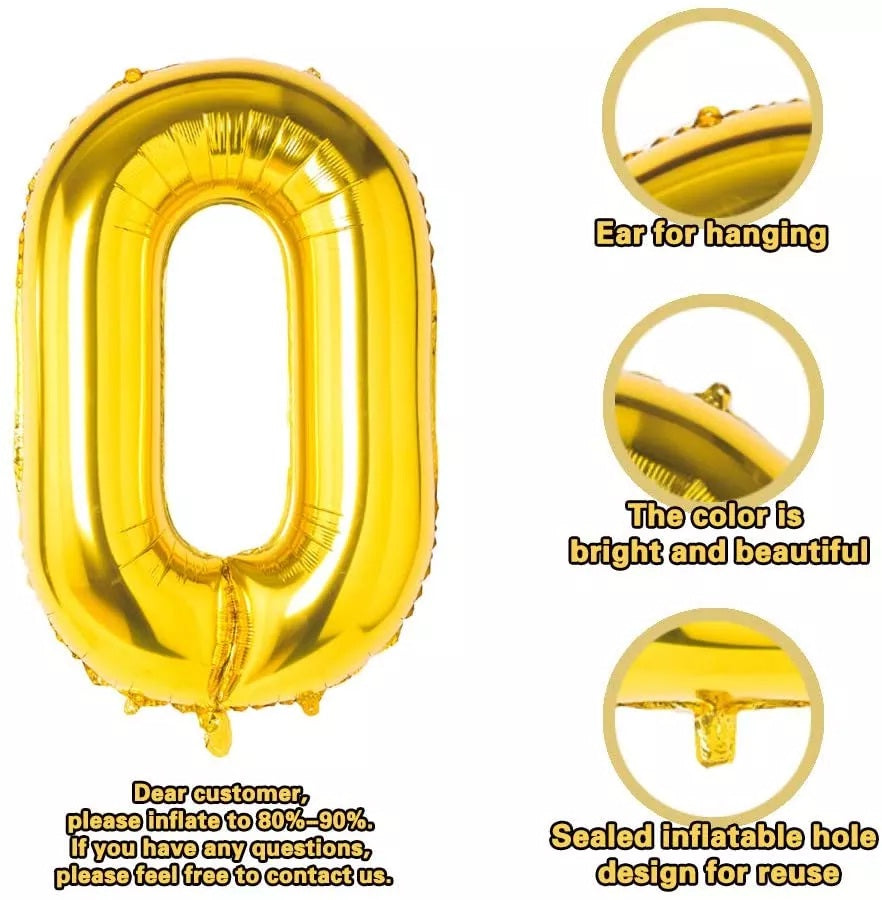 Number 90 Gold Foil Balloon 16 Inches